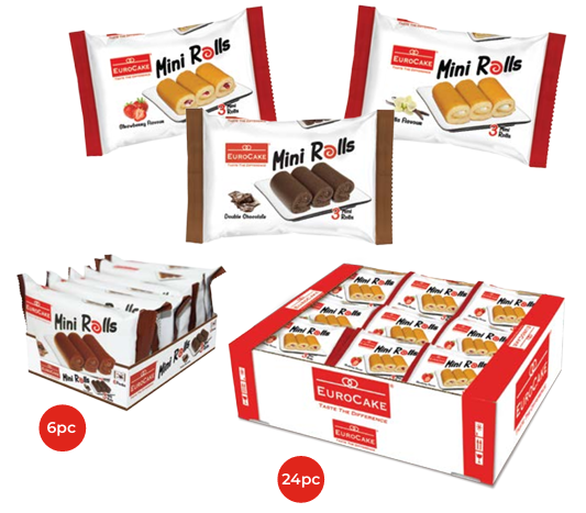 Eurocake 3-piece Mini Rolls Double Chocolate 50gx6x24