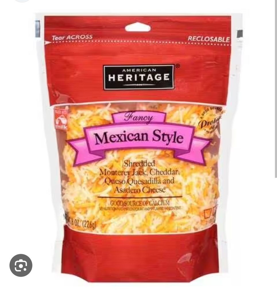 AMERICAN HERITAGE SHREDDED MEXICAN CHEESE 227G
