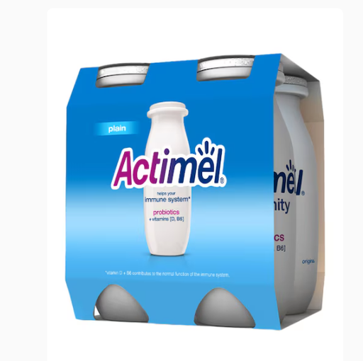 Actimel Classic Plain Dairy Low Fat Drink 93ml Pack of 4