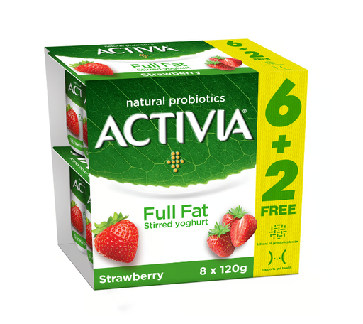 Activia Stirred Yoghurt Full Fat Strawberry 8 x 120 g