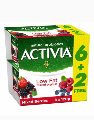 Activia Stirred Yoghurt Full Fat Mixed Berry 8 x 120 g