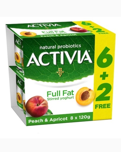 Activia Stirred Yoghurt Full Fat Apricot 8 x 120 g