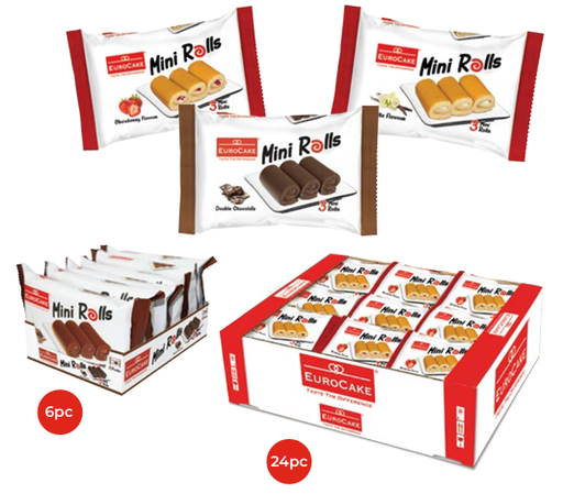 Eurocake 3-piece Mini Rolls Double Chocolate 50gx6x24